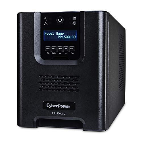 CyberPower, torre pequeña de suministro ininterrumpido de energía con LCD, onda senoidal, aplicación inteligente 1500VA Negro