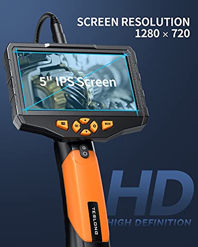 Lente triple de 16.4 pies y cable de doble lente de 3.3 pies, endoscopio profesional Teslong con luz, cámara de inspección pantalla IPS de 5"