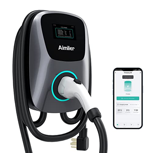 Aimiler Cargador EV Nivel 2, 48A 240V 11.5KW Cargador inteligente de vehículo eléctrico con NEMA 14-50P, estación de carga de coche para interiores y exteriores con aplicación, Wi-Fi y Bluetooth habilitado EVSE