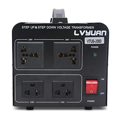 Convertidor de transformador de voltaje de 2000W convertidor de 110-120 V a 220-240 V y de 220-240 V a 110-120 V con 2 salidas