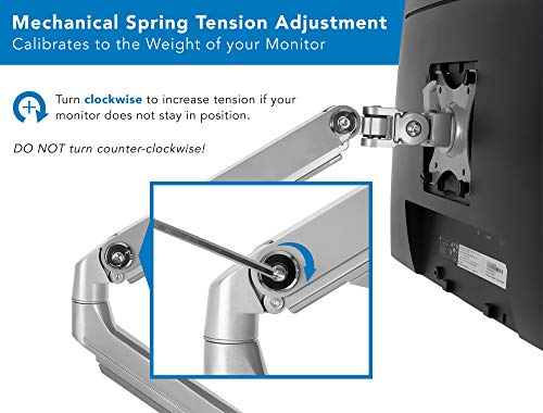 Soporte de brazo para un solo monitor | Soporte de escritorio | Brazo de resorte mecánico articulado ajustable en altura de movimiento completo | Se adapta a pantallas de ordenador compatibles con VESA de 24 27 29 30 32
