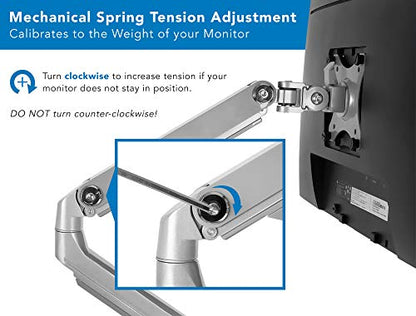 Soporte de brazo para un solo monitor | Soporte de escritorio | Brazo de resorte mecánico articulado ajustable en altura de movimiento completo | Se adapta a pantallas de ordenador compatibles con VESA de 24 27 29 30 32