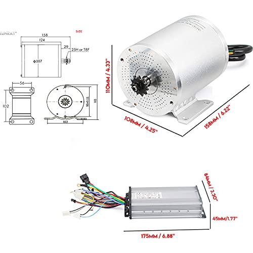 Motor eléctrico 1600W 48V go kart Kit de motor eléctrico con acelerador 33A Controlador de velocidad BLDC ATV Kits Scooter Ebike Kit de conversión Cadena T8F