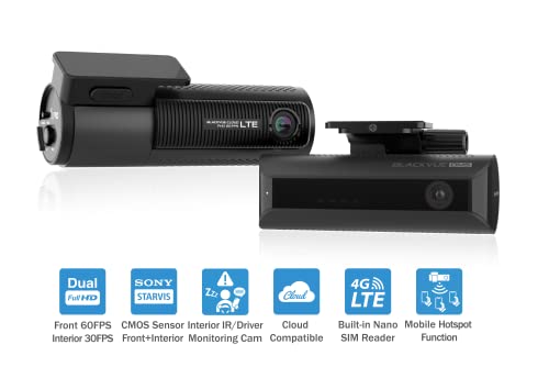 BlackVue DR750X-2CH DMS LTE Plus 32GB microSD Card Full HD LTE Cloud Dashcam and Driver Monitoring System