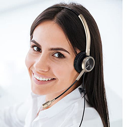 Audífonos de diadema para teléfono RJ9 para centro de llamadas de Office con micrófono con cancelación de ruido Con conector adicional de 3.5 mm para teléfonos móviles Compatible con teléfono Toshiba Nortel Aastra de Avaya