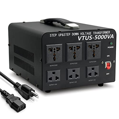 Cantonape convertidor de voltaje 5000w conversión de 110v a 220v 6 outlets con protección de disyuntor
