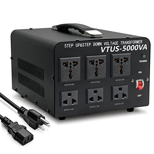 Cantonape convertidor de voltaje 5000w conversión de 110v a 220v 6 outlets con protección de disyuntor