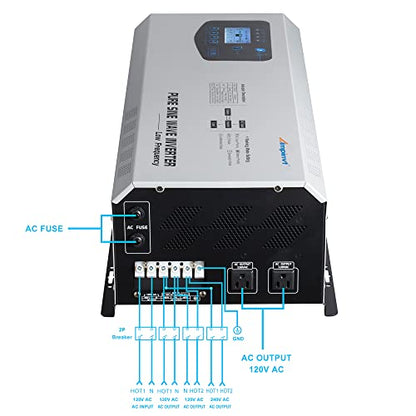 AMPINVT Cargador inversor de corriente de onda sinusoidal pura de 6000W pico de 18000 W CC de 24 V a 120 V/240 V fuera de la red, inversor solar de baja frecuencia para gel sellado AGM batería de litio inundada