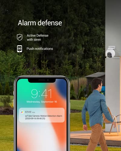 EZVIZ Cámara de seguridad al aire libre, cámara WiFi panorámica 1080P detección de personas alimentada por IA IP65 C8PF