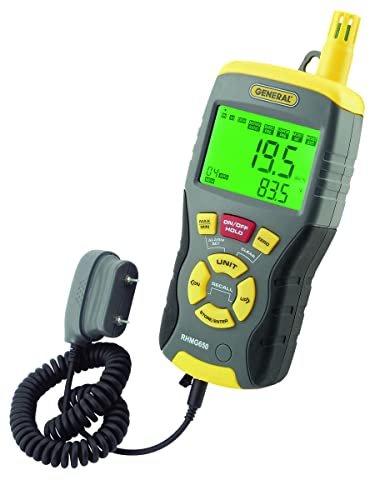General Tools RHMG650 Termohigrómetro 9 en 1 con medidor de humedad sin pines/pins