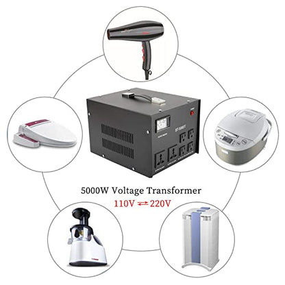 Transformador de voltaje ST-5000 con medidor 5000W Paso arriba/abajo - Transformador regulador de voltaje 110V/220V