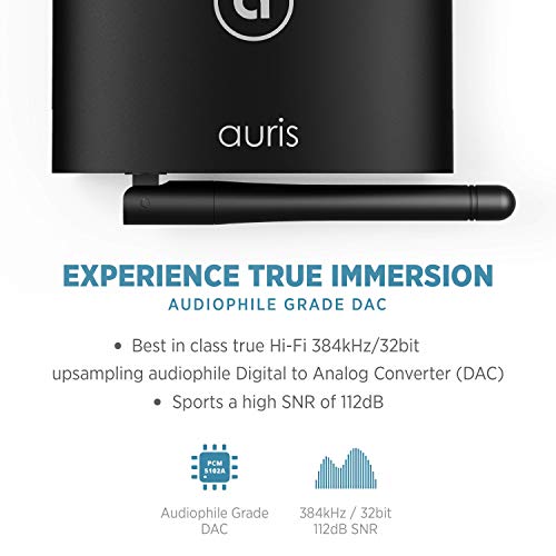 Auris Blume HD de largo alcance Bluetooth 5.0 - Adaptador de audio de alta fidelidad con audiófilo DAC y AptX HD receptor AV o amplificador