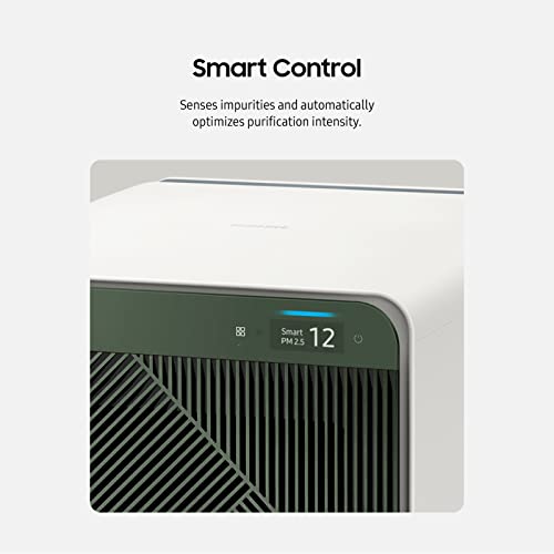 SAMSUNG BESPOKE - Purificador de aire cubo, eliminador de olores, sistema doméstico con filtración HEPA, purificación de 360 grados, modo mascota, control inteligente, atrapa el polvo, AX350A9350N, gris