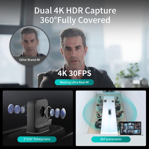 KanDao Sistema de cámara de sala de conferencias todo en uno para reuniones, pantalla táctil FHD de 15.6 pulgadas, 1080P FHD de 15.6 pulgadas, cámara de conferencias dual 4K HDR 360°