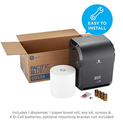 Pacific Blue Ultra Automated Paper Towel Dispenser Starter Kit by GP PRO (Georgia-Pacific), 59535, Contains 1 Black Automated Paper Towel Dispenser (59590) and 1 White Roll Paper Towel (26491)