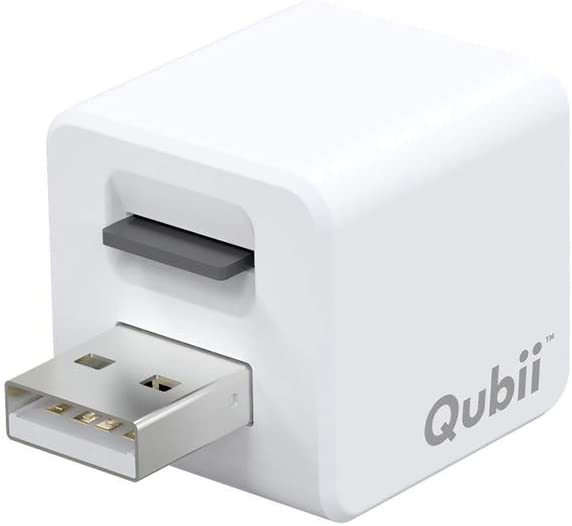 Qubii Pro - Dispositivo de almacenamiento de fotos para iPhone y iPad, copia de seguridad automática de fotos y vídeos [tarjeta microSD no incluida]