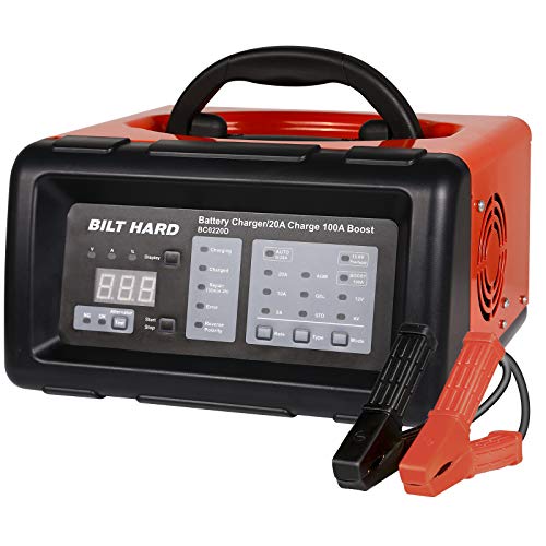 BILT HARD 2/10/20/100A 6/12V Cargador de batería inteligente y arranque del motor, mantenimiento automático, desulfador y diagnóstico con comprobación del alternador