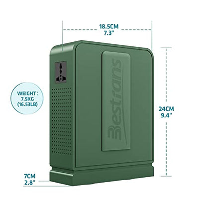 BESTRANS Convertidor de voltaje de 1500 W de 110 V a 220 V, convertidor de transformador de potencia con 2 salidas para uso de electrodomésticos de Asia Europa de 220 V en EE. UU