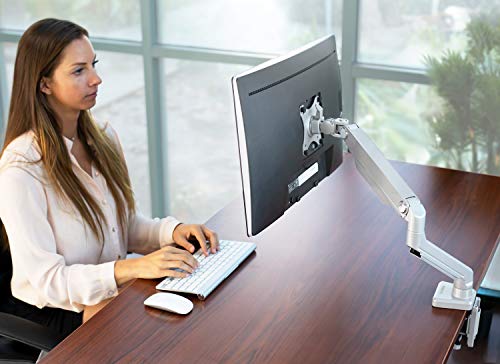 Soporte de brazo para un solo monitor | Soporte de escritorio | Brazo de resorte mecánico articulado ajustable en altura de movimiento completo | Se adapta a pantallas de ordenador compatibles con VESA de 24 27 29 30 32