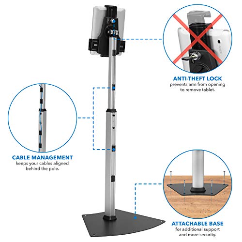 Mount-It! Quiosco de Soporte de Piso Universal antirrobo para Tableta - Soporte de Piso de quiosco de Tableta Ajustable en Altura - Soporte de Montaje de Tableta