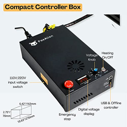 FoxAlien HW40 - Cortador de espuma de alambre caliente CNC, máquina de corte de espuma termocortada para tablero de espuma, EVA, EPP, EPE, alambre de calefacción eléctrico con control de temperatura y pantalla digital de voltaje (15.748 x 15.748 in)