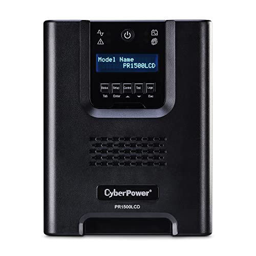 CyberPower, torre pequeña de suministro ininterrumpido de energía con LCD, onda senoidal, aplicación inteligente 1500VA Negro