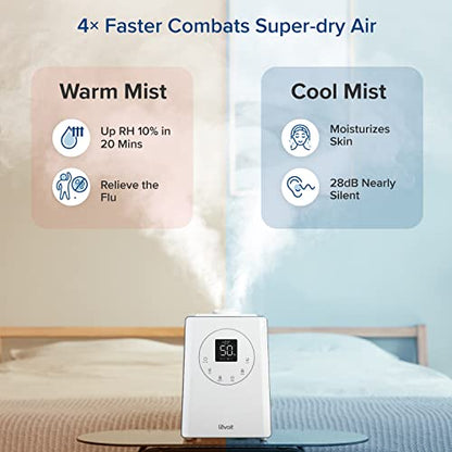 LEVOITHumidificadores para habitación de habitación grande de dormitorio, WiFi inteligente Control de Alexa, 6L Top Relleno fresco y fresco Niebla para toda la casa, aceite esencial, humedad personalizada, LUH-A602S-WUS