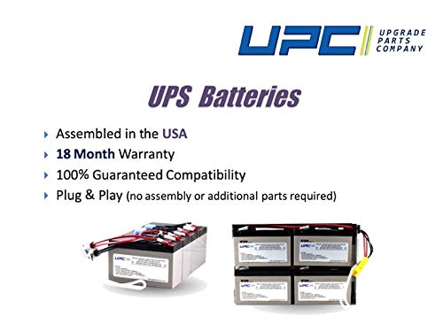 UPC UPGRADE PARTS COMPANY RBC7-UPC - Batería de repuesto para APC Smart-UPS SU1400, SUA1500, SUA750XL, SUA1000XL, SU1400NET, SU1000XLNET - Desplácese hacia abajo para ver la lista completa de modelos compatibles