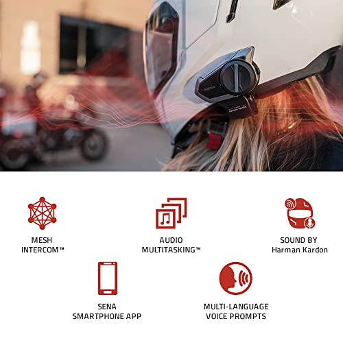 Sena Harman Kardon Auriculares Bluetooth de comunicación con esfera de compresión para motocicleta 50S-10 con sonido integrado de malla