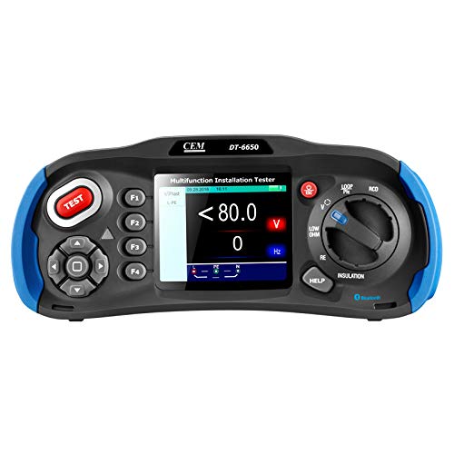 CEM Probador de instalación multifunción DT-6650 con pantalla LCD a color TFT de 3.5" resistencia de aislamiento, resistencia a la tierra impedancia de bucle
