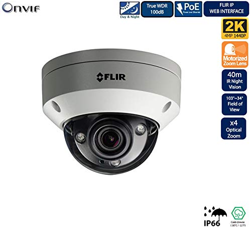 FLIR PoE Home Security Camera System with 8Ch 2TB NVR and (4) 2K HD Outdoor IP Dome Camera