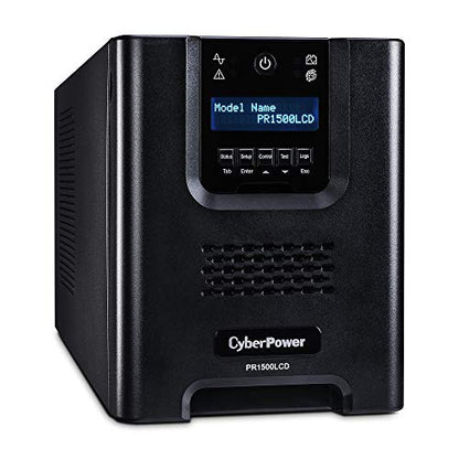 CyberPower, torre pequeña de suministro ininterrumpido de energía con LCD, onda senoidal, aplicación inteligente 1500VA Negro