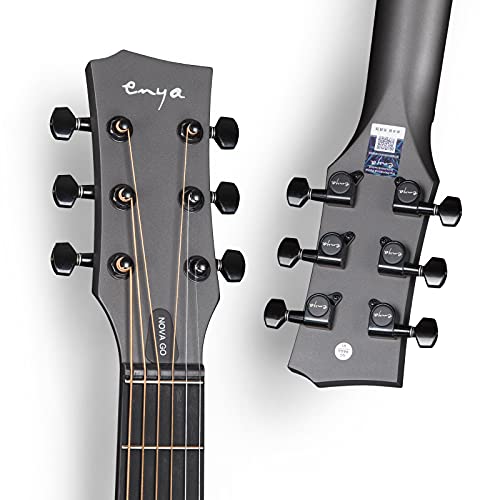 Enya Nova Go - Guitarra acústica de fibra de carbono, tamaño 1/2, para principiantes, adultos, viajes, kit de iniciación, paquete de regalo colorido