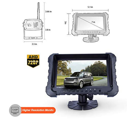Sistema de cámara de respaldo inalámbrico digital, cámara inversa 720P inalámbrica con visión nocturna infrarroja y ángulos de visión amplio