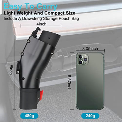 Adaptador Tesla a J1772, máximo 60 amperios y 250 V, TAECHU J1772 con bloqueo anticaídas, compatible con cargadores Tesla Wall/Destino/móviles (con una bolsa de almacenamiento)
