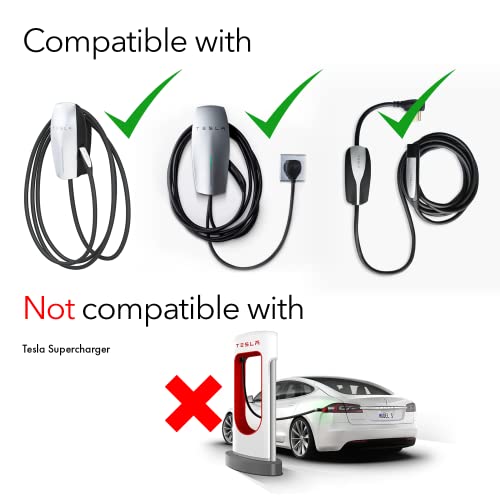 Lectron [Solo para J1772 EVs Tesla a J1772 Adaptador de carga, máximo 48 amperios y 250 V, compatible con conectores Tesla de alta potencia, cargadores de destino y conectores móviles (negro)