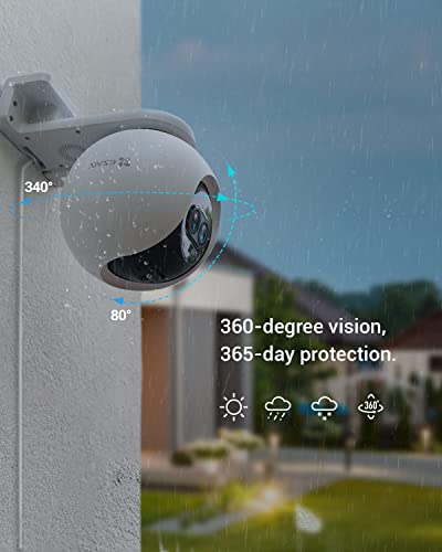 EZVIZ Cámara de seguridad al aire libre, cámara WiFi panorámica 1080P detección de personas alimentada por IA IP65 C8PF