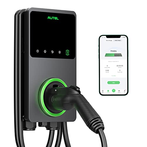 Autel MaxiCharger Home Cargador inteligente para vehículos eléctricos (EV), 50 amperios nivel 2 Wi-Fi y Bluetooth habilitado EVSE, estación de carga para interiores y exteriores Maxi US AC W12-01