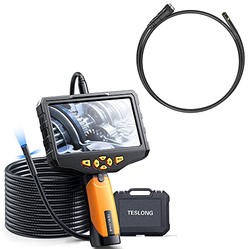 Lente triple de 16.4 pies y cable de doble lente de 3.3 pies, endoscopio profesional Teslong con luz, cámara de inspección pantalla IPS de 5"