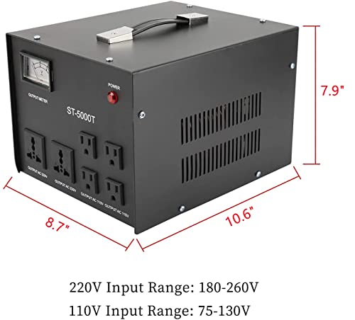 Transformador de voltaje ST-5000 con medidor 5000W Paso arriba/abajo - Transformador regulador de voltaje 110V/220V