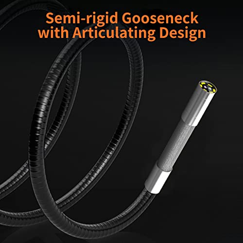 Boroscopio articulado, cámara de alcantarillado DXZtoz con cámara de serpiente giratoria de 0.33 pulgadas para inspección de tuberías de drenaje de tuberías, endoscopio de fibra óptica semirrígido impermeable con luz, cable de 9.8 ft/10 pies