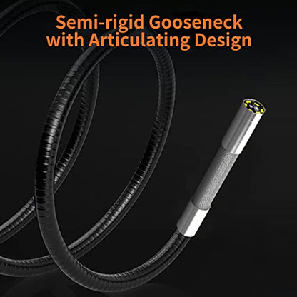Boroscopio articulado, cámara de alcantarillado DXZtoz con cámara de serpiente giratoria de 0.33 pulgadas para inspección de tuberías de drenaje de tuberías, endoscopio de fibra óptica semirrígido impermeable con luz, cable de 9.8 ft/10 pies
