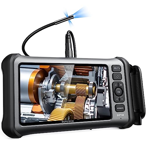 DEPSTECH Boroscopio de pantalla IPS de 7 pulgadas, cámara endoscopio de triple lente con luz, cámara de inspección de video de grabación de sonido HD de 1080P, cámara de serpiente de cuello de cisne de 16.5pies - DS700TL
