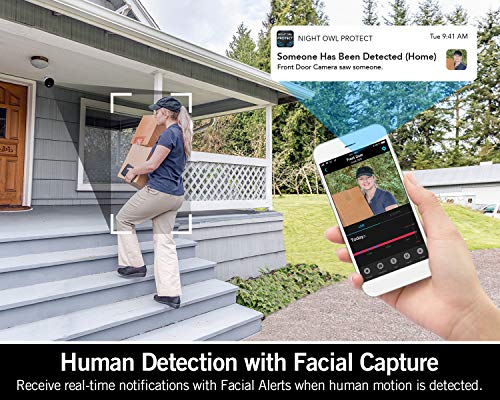 Night Owl - Cámara IP IP HD de 1080p con alimentación de CA para interiores y exteriores con visión nocturna de 100 pies, audio de 2 vías, foco integrado, amplio ángulo de visión y aplicación de visión remota gratuita, paquete de 2