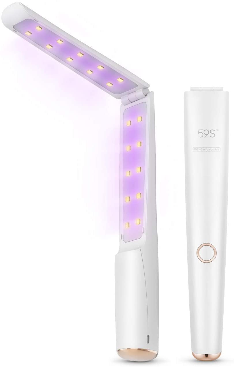 Desinfectante de luz ultravioleta portátil lámpara desinfectante de luz UVC recargable, plegable mata el 99% de los gérmenes, virus y bacterias 59S X5