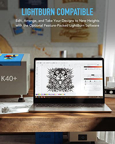 OMTech Grabador láser de CO2 de 40 W, máquina de grabado láser K40+ de escritorio de 8 x 12 pulgadas para uso doméstico, cortador de grabado láser compatible con LightBurn