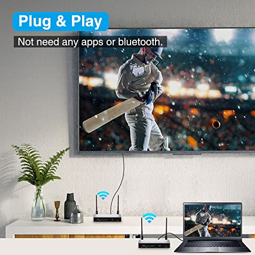 AIMIBO Transmisor y receptor inalámbrico HDMI, compatible con múltiples RX (1 x 8), extensor de control inalámbrico KVM/IR de 5.8 G (656 pies/656.2 ft) para transmitir video a HDTV/proyector/monitor con bucle HDMI