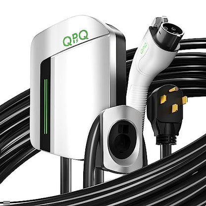 QPQ Cargador EV Nivel 2 48 Amp Cargador Nivel 2 Cargador NEMA 14-50 EV Cargadores para Hogar Nivel 2 UL/FCC ROHS Cargador eléctrico de coche 25 pies Cable 240v Estaciones de carga de vehículos eléctricos Nivel 2 Cargador EV