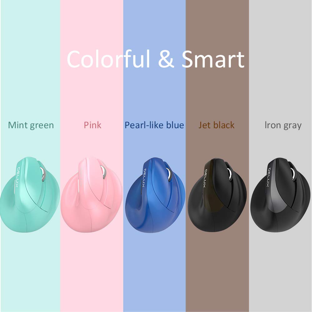 Delux Vertical Mouse with 2.4g RF Dongle and BT 4.0