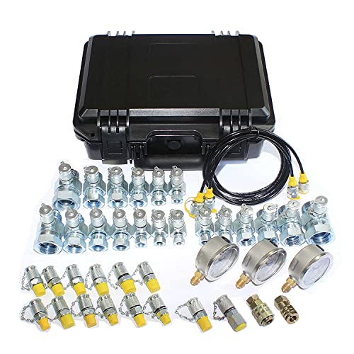 IMELBUFF Kit de medidor de presión hidráulica de 25/40/60 MPa con 14 acoplamientos y SAE JIC-37° y ORFS y BSPP Juego de conectores giratorios hidráulicos para maquinaria de construcción de excavadoras con 2 años de garantía